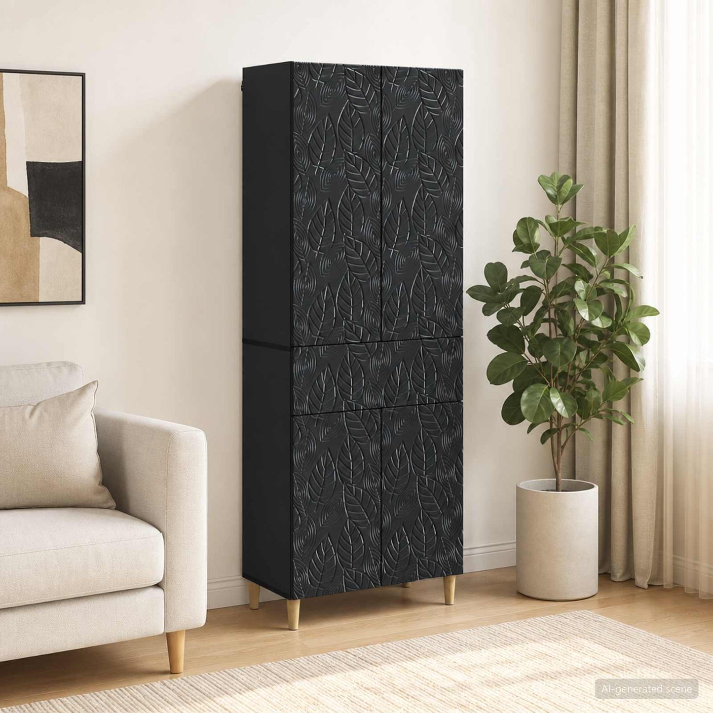vidaXL Cabinet Set 2 pcs Black Engineered Wood