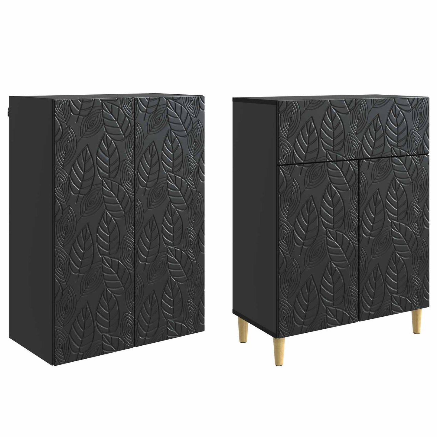 vidaXL Cabinet Set 2 pcs Black Engineered Wood