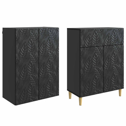 vidaXL Cabinet Set 2 pcs Black Engineered Wood