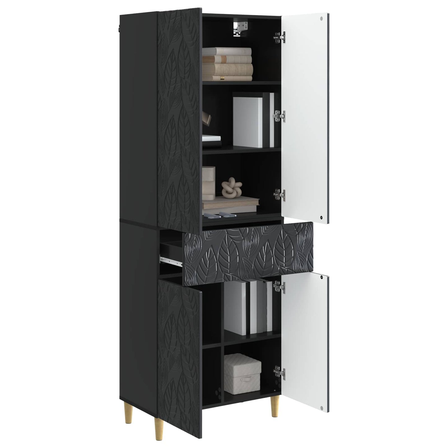 vidaXL Cabinet Set 2 pcs Black Engineered Wood