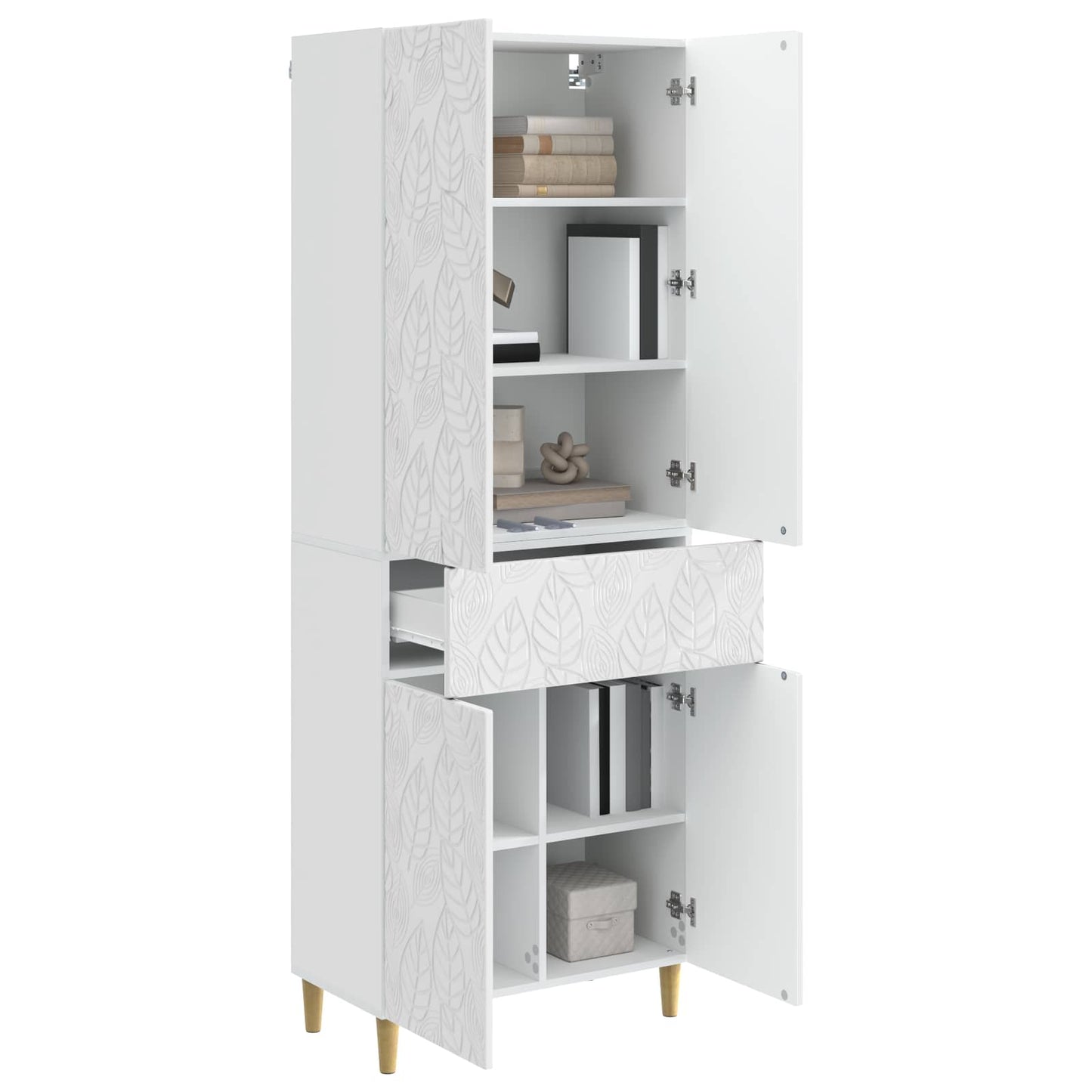 vidaXL Cabinet Set 2 pcs High Gloss White Engineered Wood