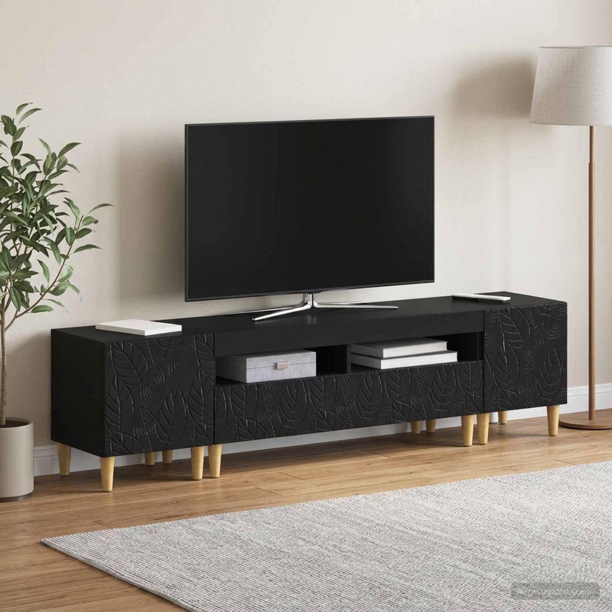 vidaXL 3 Piece LED TV Cabinet DELFT Black Engineered Wood