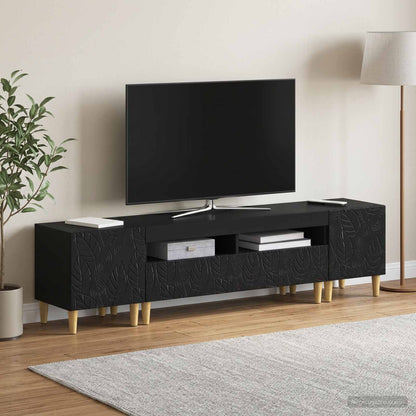vidaXL 3 Piece LED TV Cabinet DELFT Black Engineered Wood