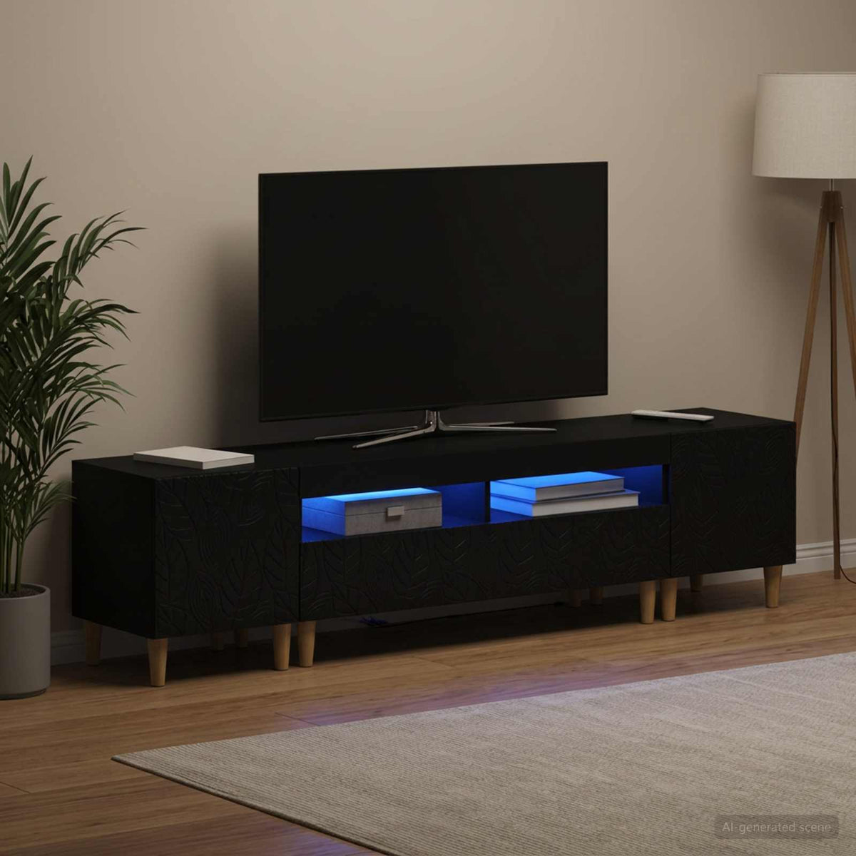 vidaXL 3 Piece LED TV Cabinet DELFT Black Engineered Wood