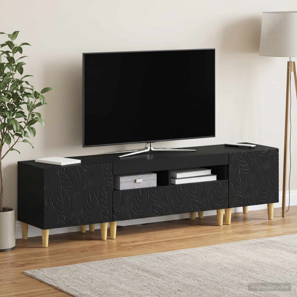vidaXL 3 Piece LED TV Cabinet DELFT Black Engineered Wood