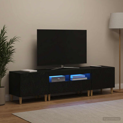 vidaXL 3 Piece LED TV Cabinet DELFT Black Engineered Wood