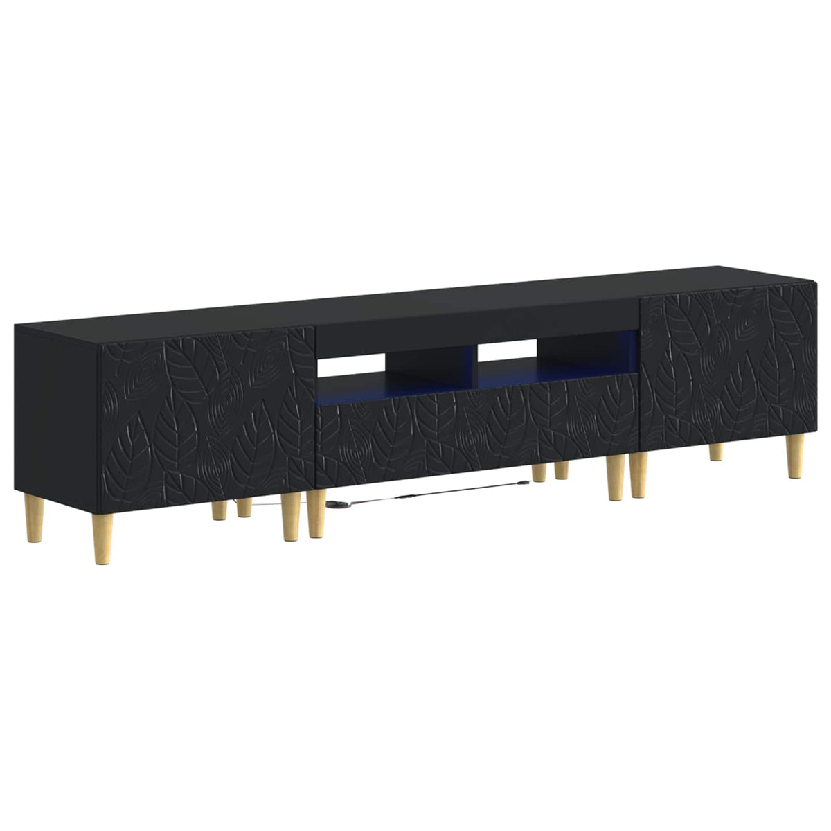 vidaXL 3 Piece LED TV Cabinet DELFT Black Engineered Wood