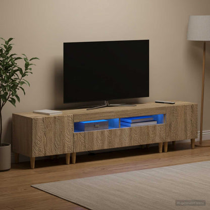 vidaXL 3 Piece LED TV Cabinet DELFT Sonoma Oak Engineered Wood