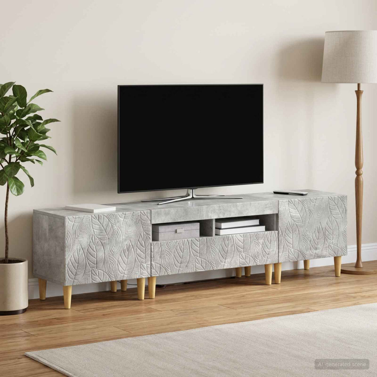 vidaXL 3 Piece LED TV Cabinet DELFT Concrete Grey Engineered Wood
