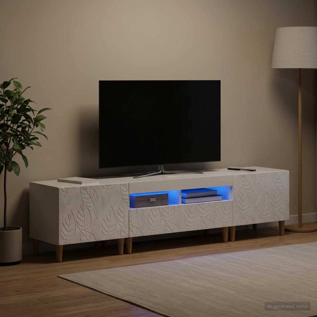 vidaXL 3 Piece LED TV Cabinet DELFT High Gloss White Engineered Wood