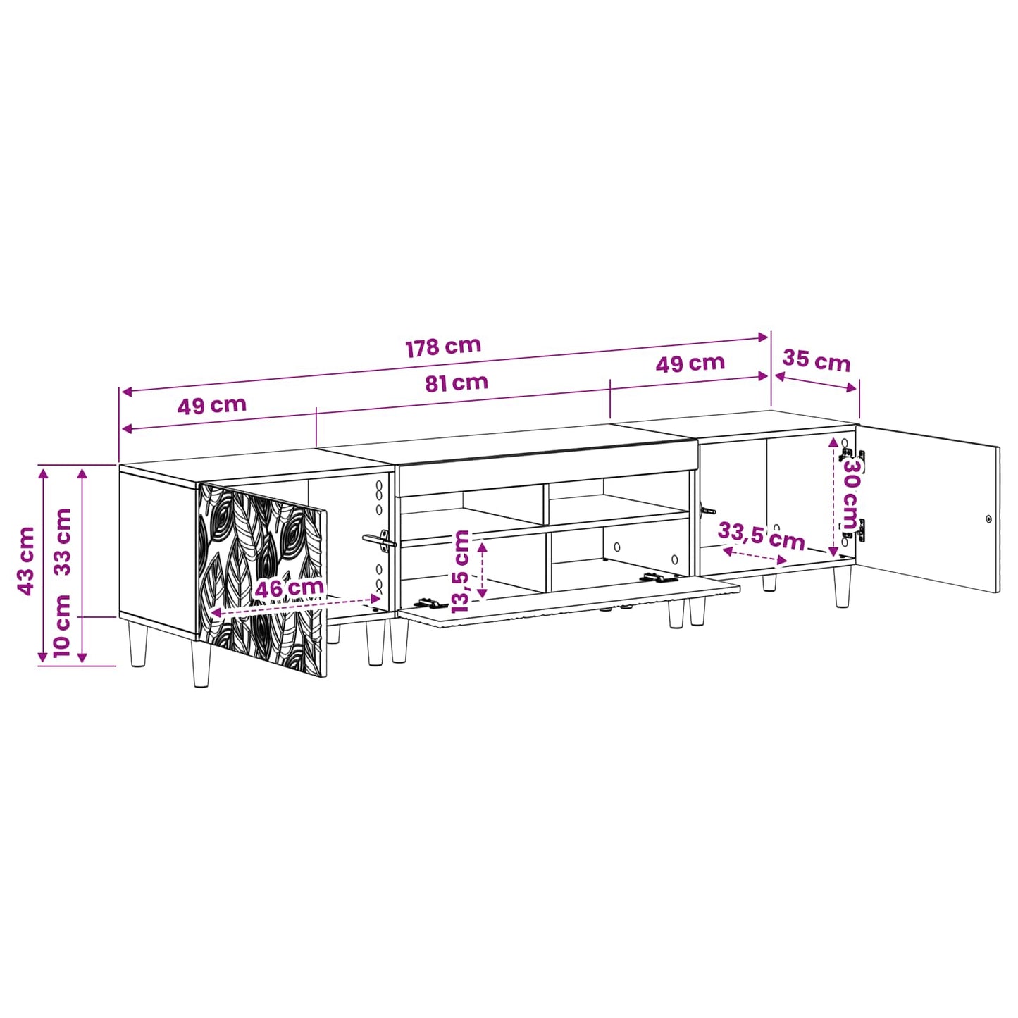 vidaXL 5 Piece LED TV Cabinet High Gloss White Engineered Wood