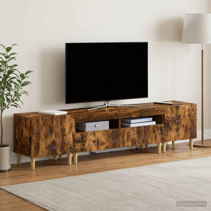 vidaXL 3 Piece LED TV Cabinet DELFT Smoked Oak Engineered Wood