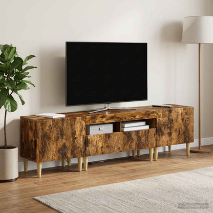 vidaXL 3 Piece LED TV Cabinet DELFT Smoked Oak Engineered Wood