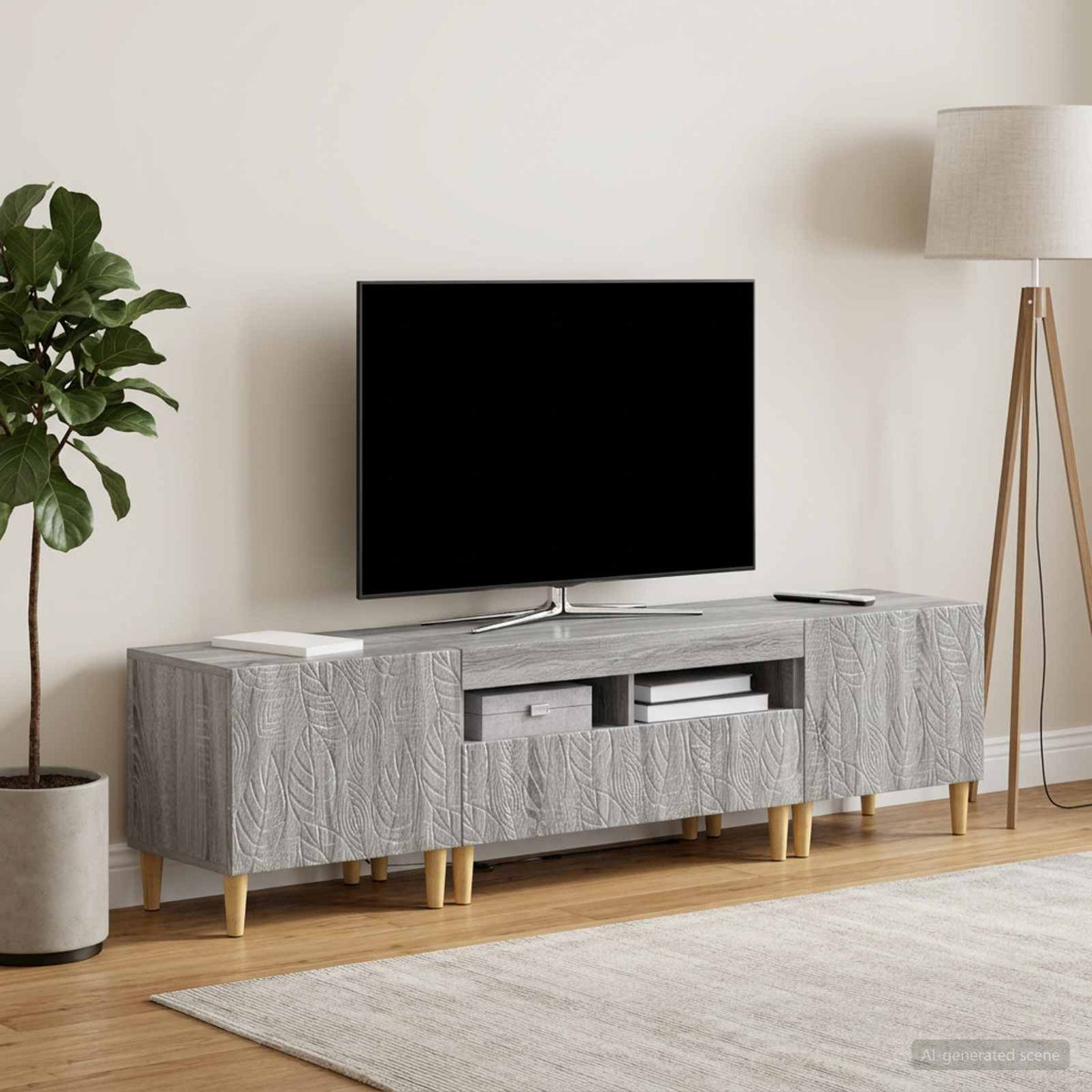 vidaXL 3 Piece LED TV Cabinet DELFT Grey Sonoma Engineered Wood