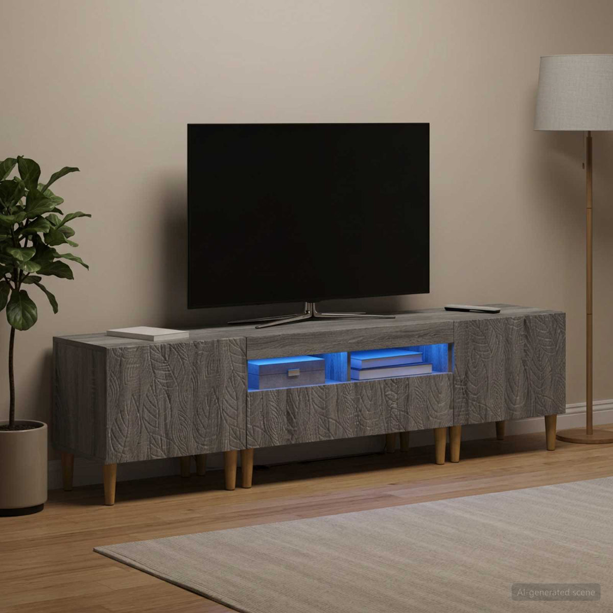 vidaXL 3 Piece LED TV Cabinet DELFT Grey Sonoma Engineered Wood