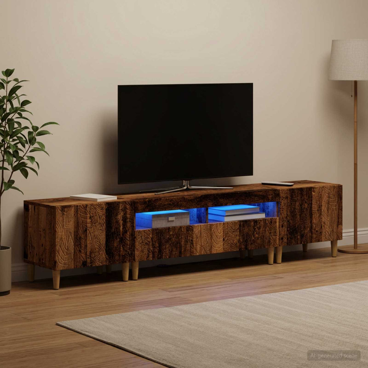 vidaXL 3 Piece LED TV Cabinet DELFT Old Wood Engineered Wood