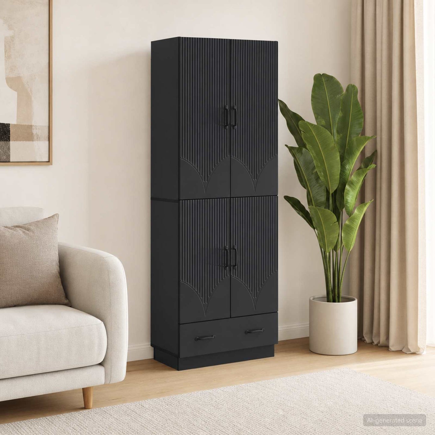 vidaXL Cabinet Set 2 pcs Black Engineered Wood