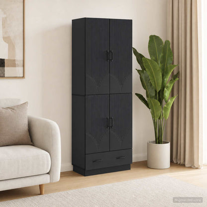 vidaXL Cabinet Set 2 pcs Black Engineered Wood