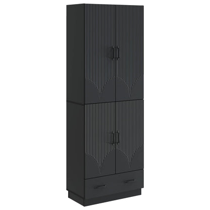 vidaXL Cabinet Set 2 pcs Black Engineered Wood