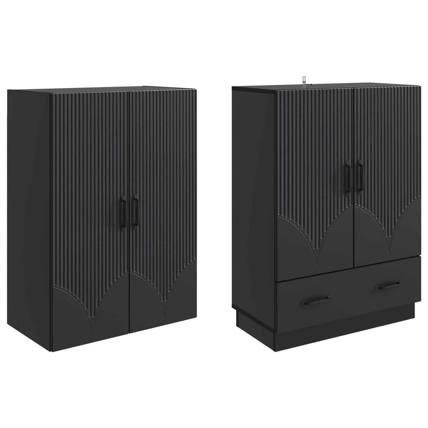 vidaXL Cabinet Set 2 pcs Black Engineered Wood