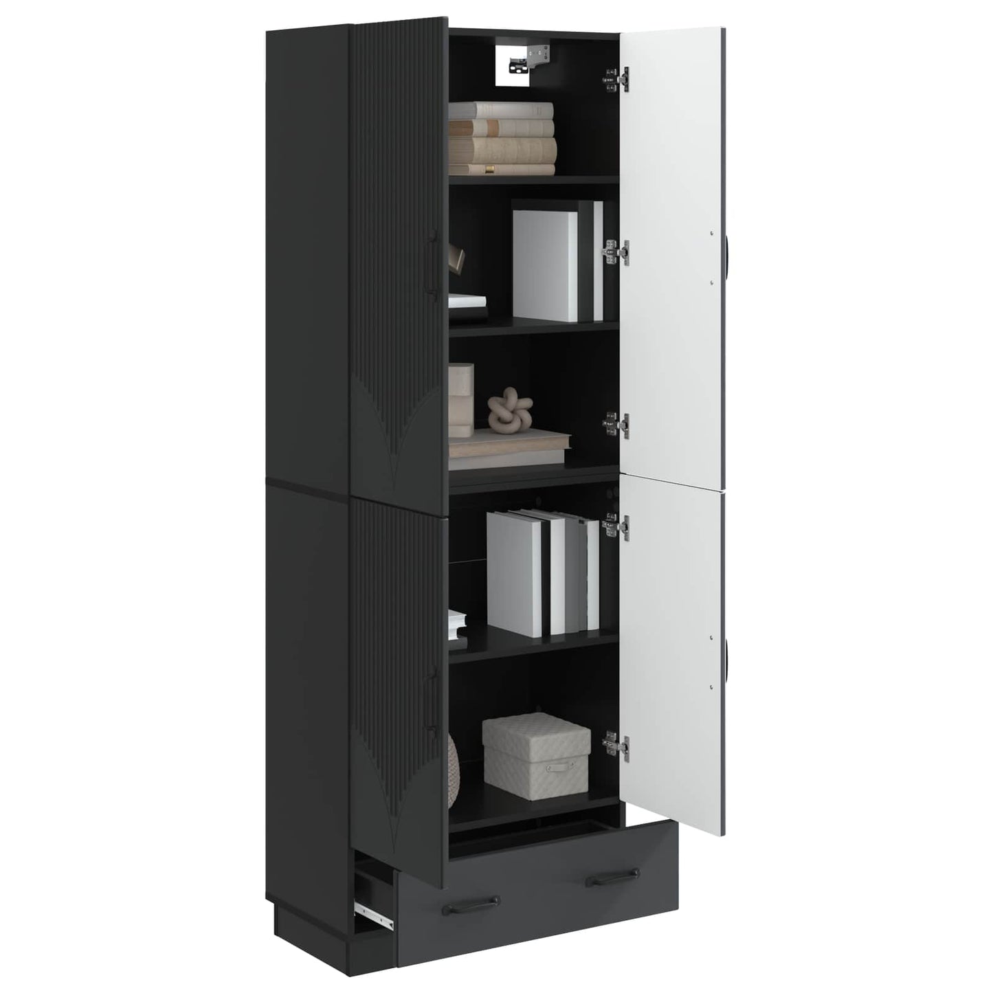 vidaXL Cabinet Set 2 pcs Black Engineered Wood