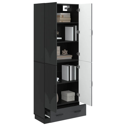 vidaXL Cabinet Set 2 pcs Black Engineered Wood