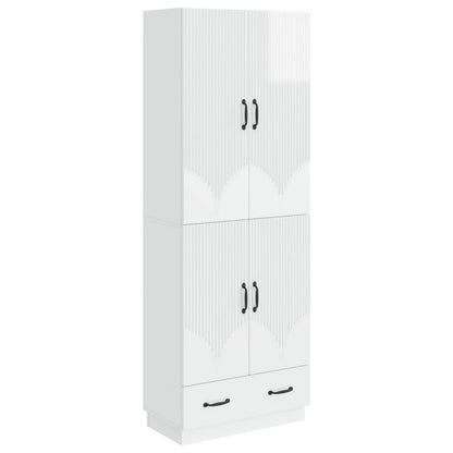 vidaXL Cabinet Set 2 pcs High Gloss White Engineered Wood