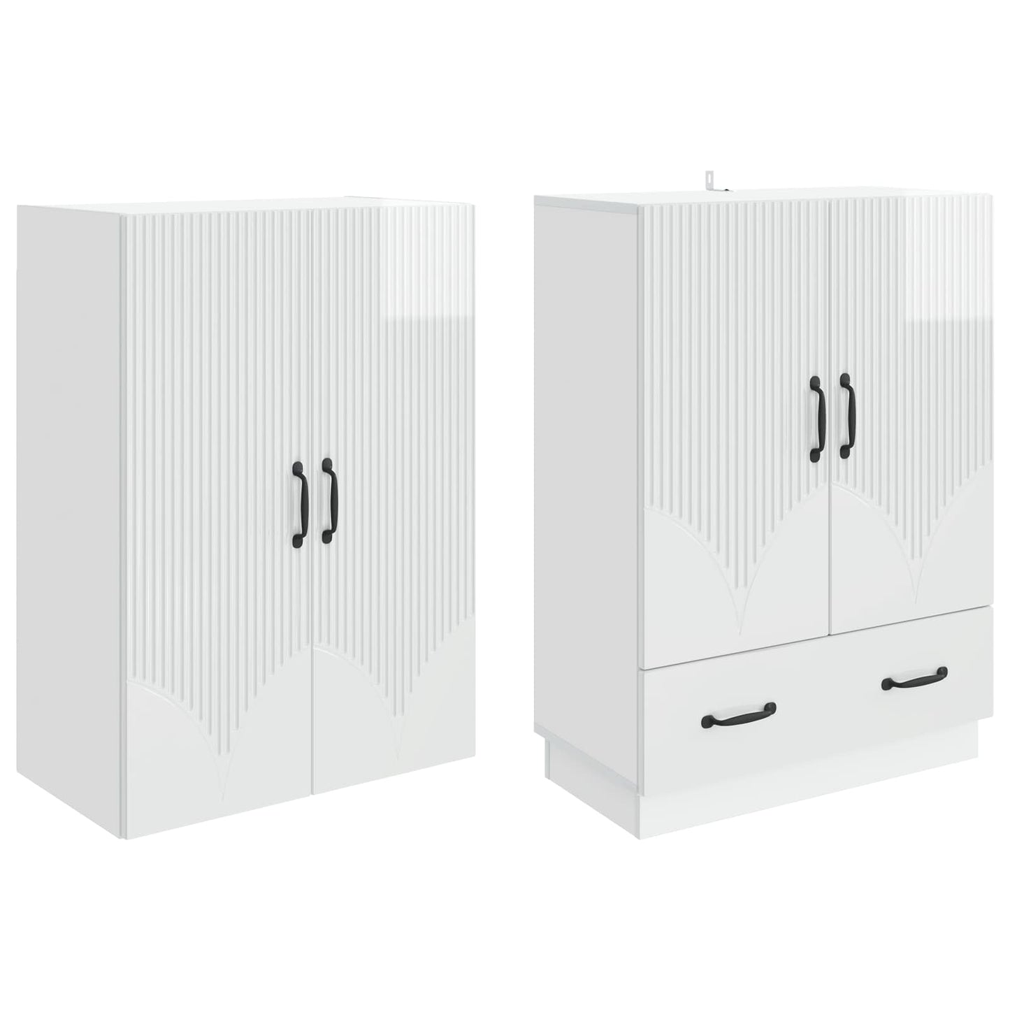vidaXL Cabinet Set 2 pcs High Gloss White Engineered Wood