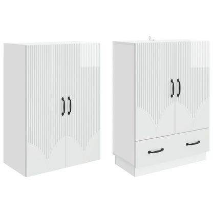 vidaXL Cabinet Set 2 pcs High Gloss White Engineered Wood