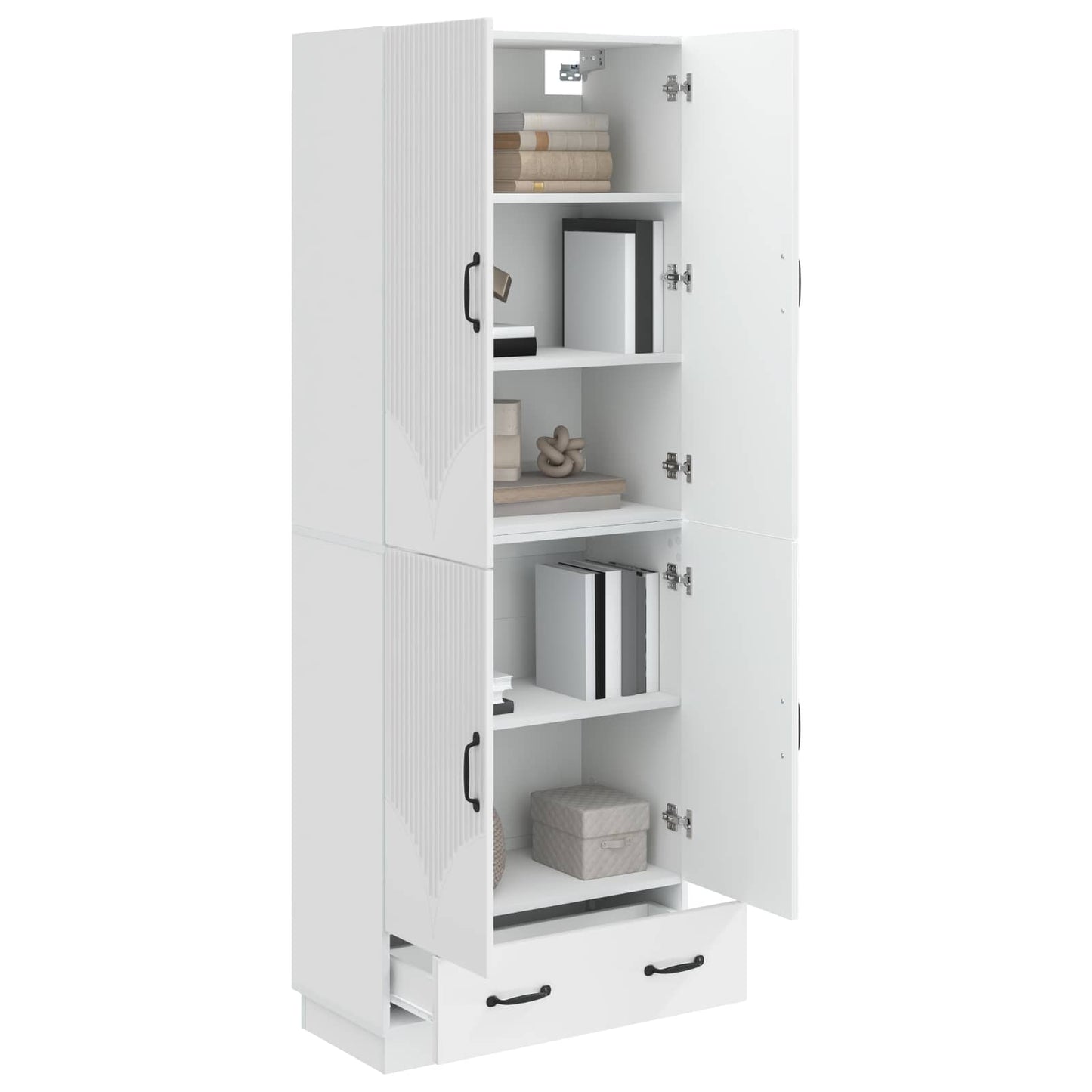 vidaXL Cabinet Set 2 pcs High Gloss White Engineered Wood