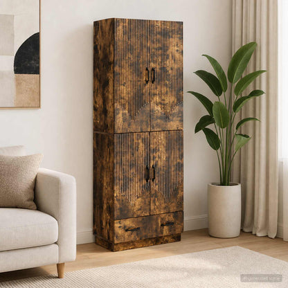 vidaXL Cabinet Set 2 pcs Smoked Oak Engineered Wood