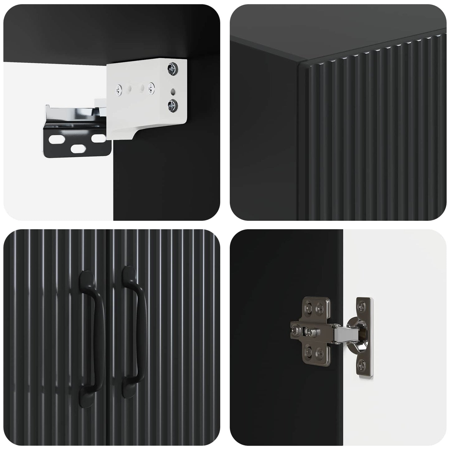 vidaXL Cabinet Set 2 pcs Black Engineered Wood