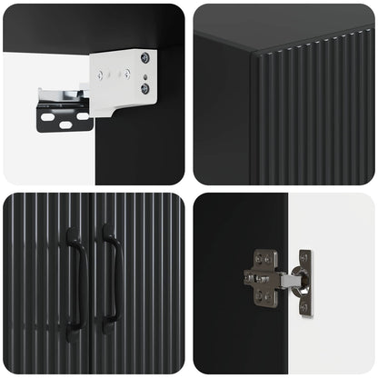 vidaXL Cabinet Set 2 pcs Black Engineered Wood