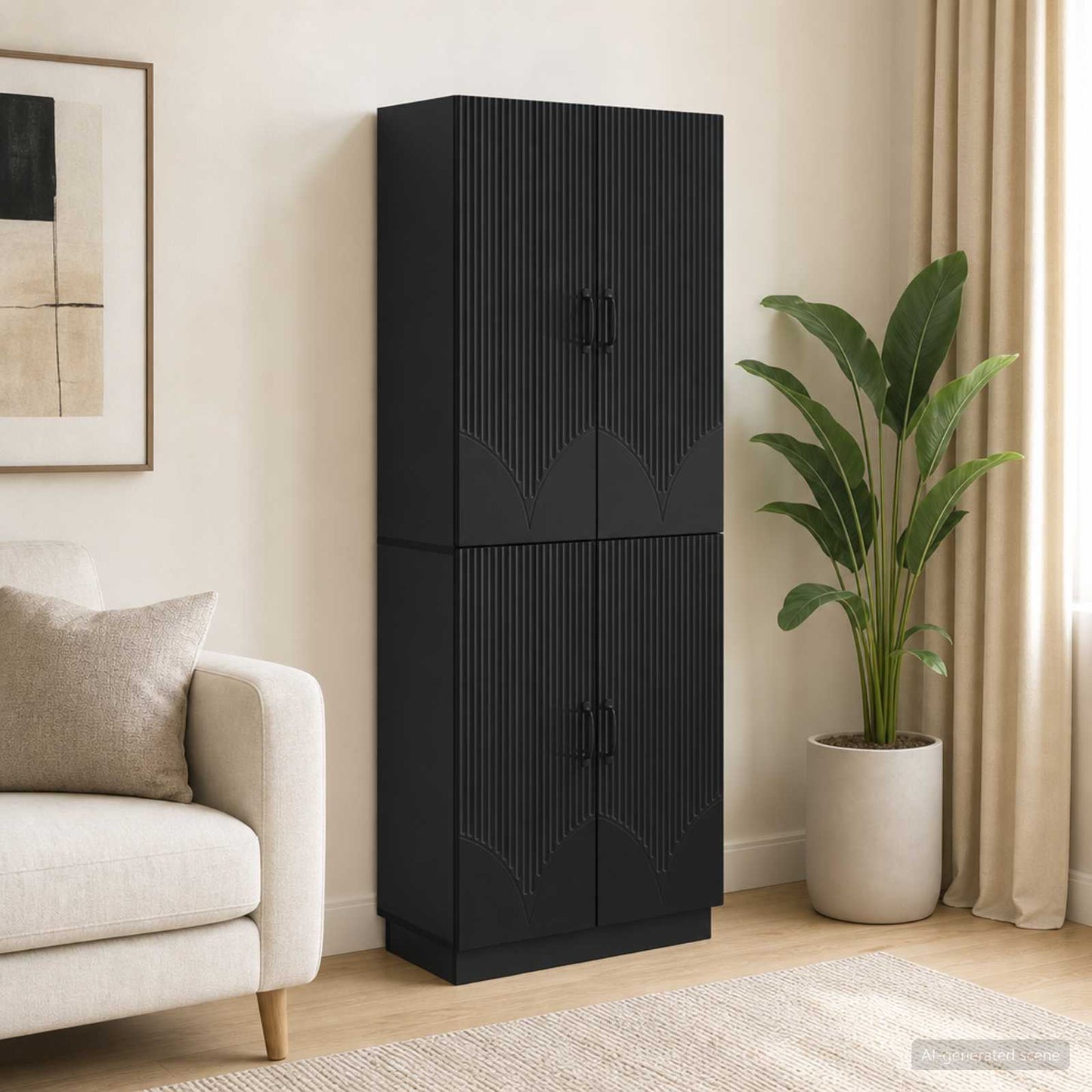vidaXL Cabinet Set 2 pcs Black Engineered Wood