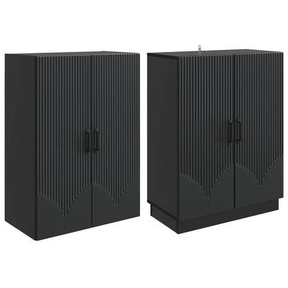 vidaXL Cabinet Set 2 pcs Black Engineered Wood