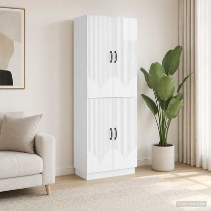 vidaXL Cabinet Set 2 pcs High Gloss White Engineered Wood