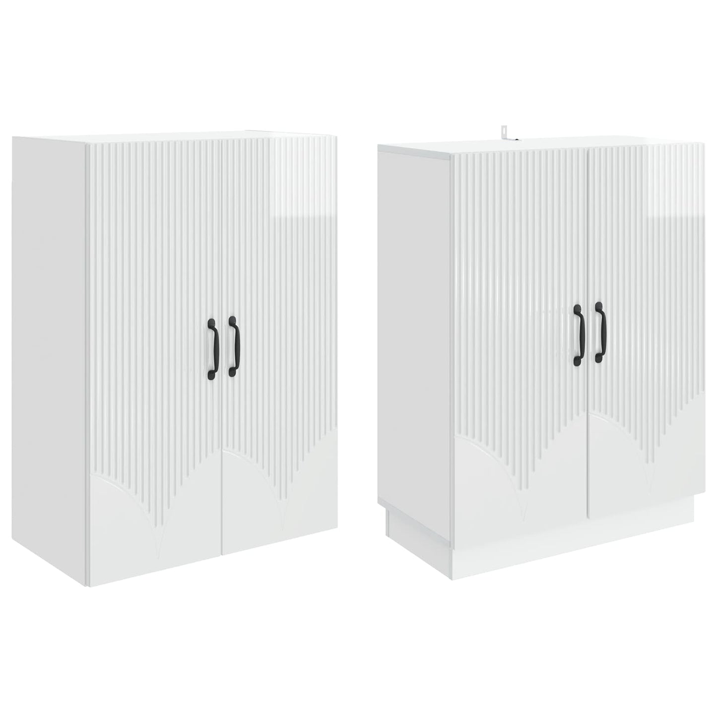 vidaXL Cabinet Set 2 pcs High Gloss White Engineered Wood