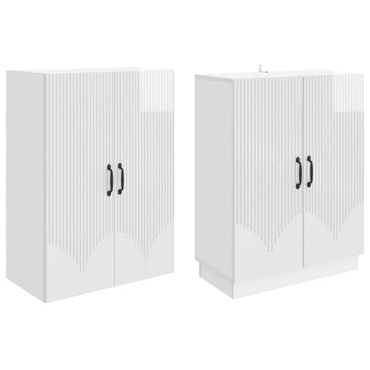 vidaXL Cabinet Set 2 pcs High Gloss White Engineered Wood