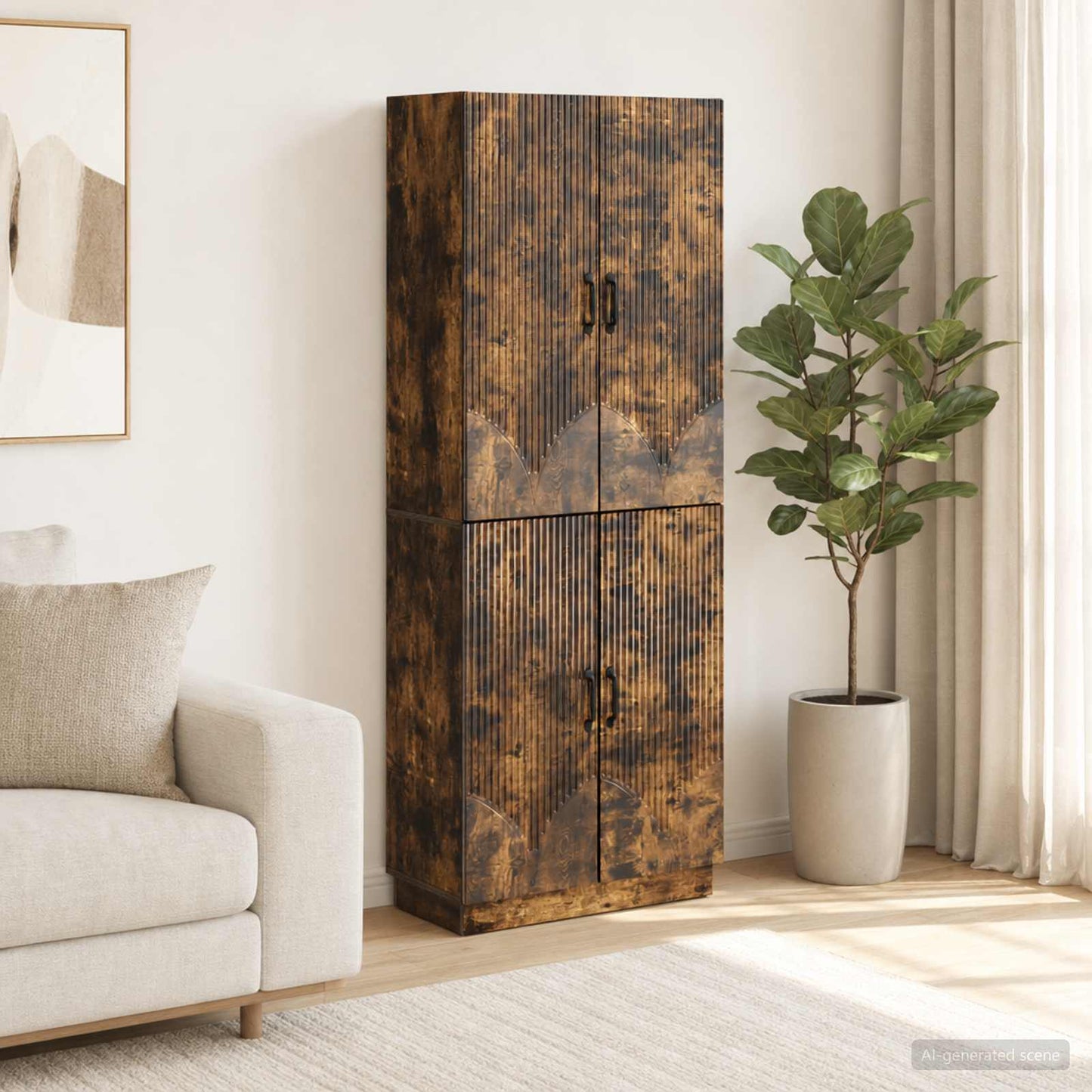 vidaXL Cabinet Set 2 pcs Smoked Oak Engineered Wood