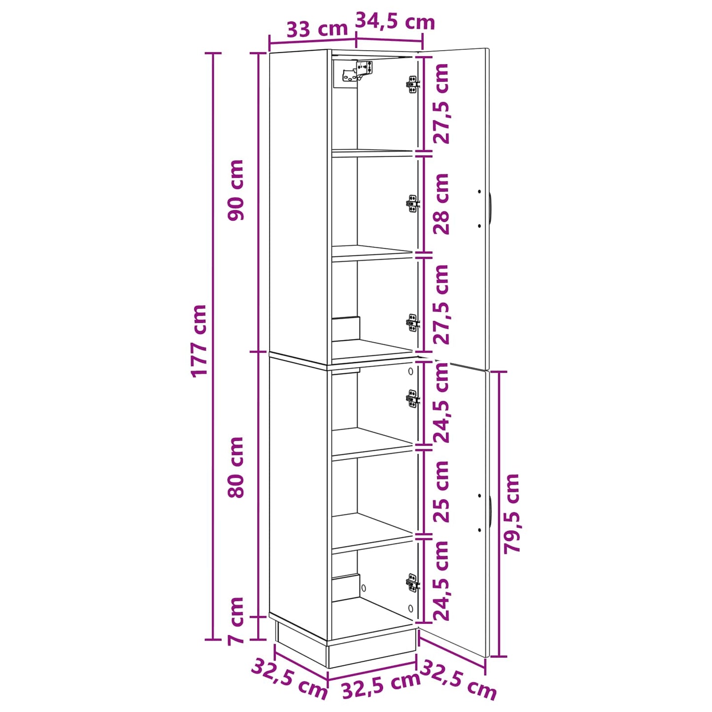 vidaXL Cabinet Set 2 pcs High Gloss White Engineered Wood