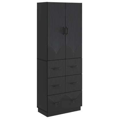 vidaXL Cabinet Set 2 pcs 66 x 34.5 x 87 cm Engineered Wood Black
