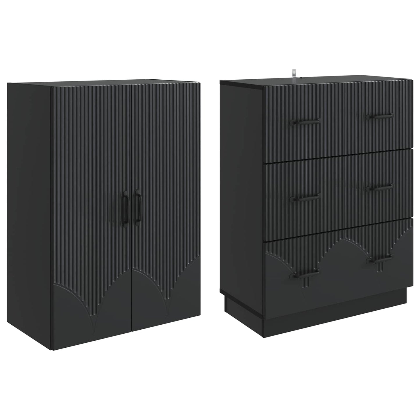 vidaXL Cabinet Set 2 pcs 66 x 34.5 x 87 cm Engineered Wood Black