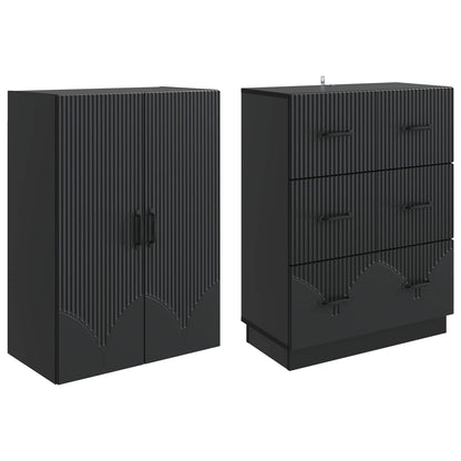 vidaXL Cabinet Set 2 pcs 66 x 34.5 x 87 cm Engineered Wood Black