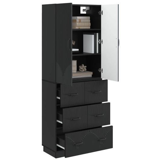 vidaXL Cabinet Set 2 pcs Black 66 x 34.5 x 87 cm Engineered Wood