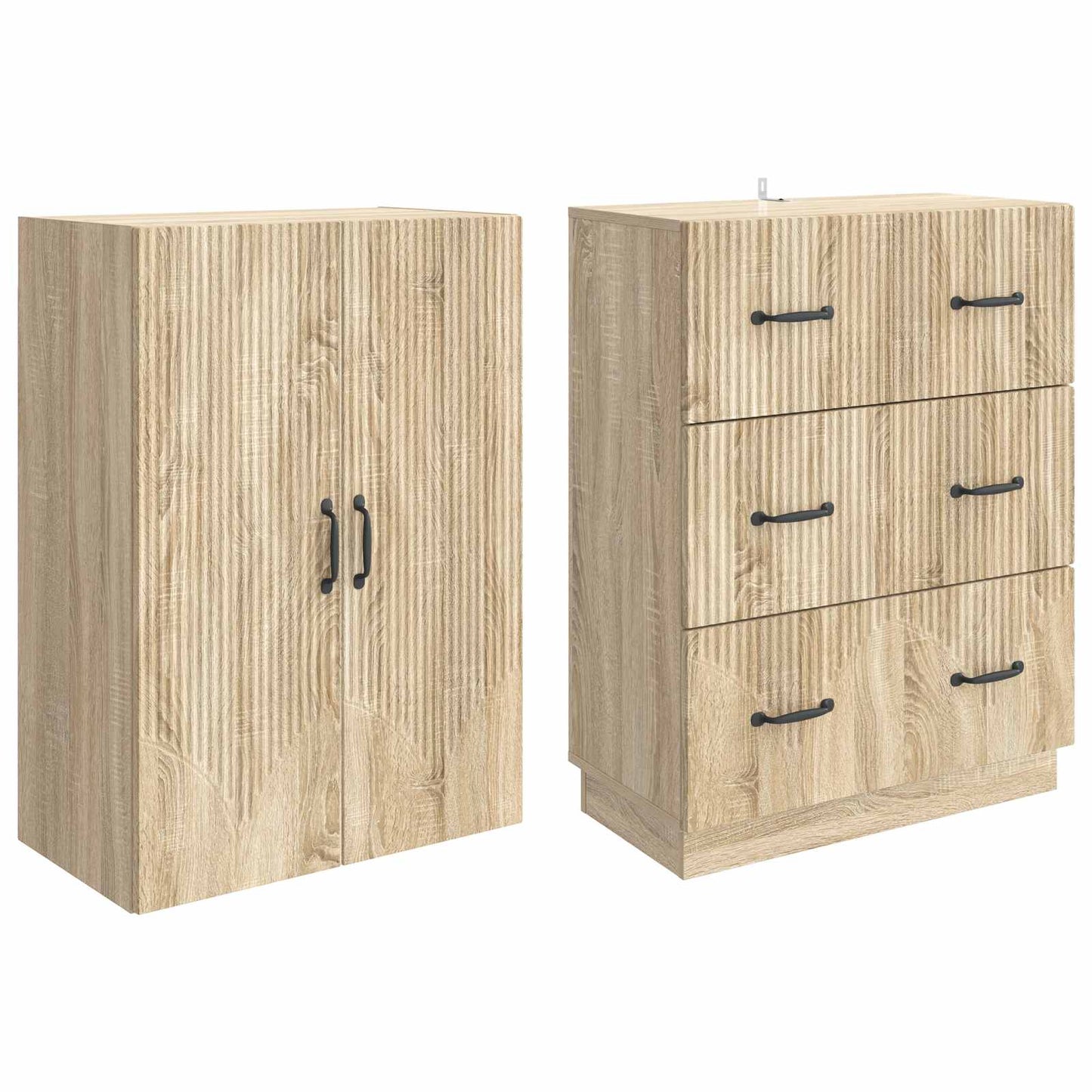 vidaXL Cabinet Set 2 pcs 66 x 34.5 x 87 cm Engineered Wood Sonoma Oak