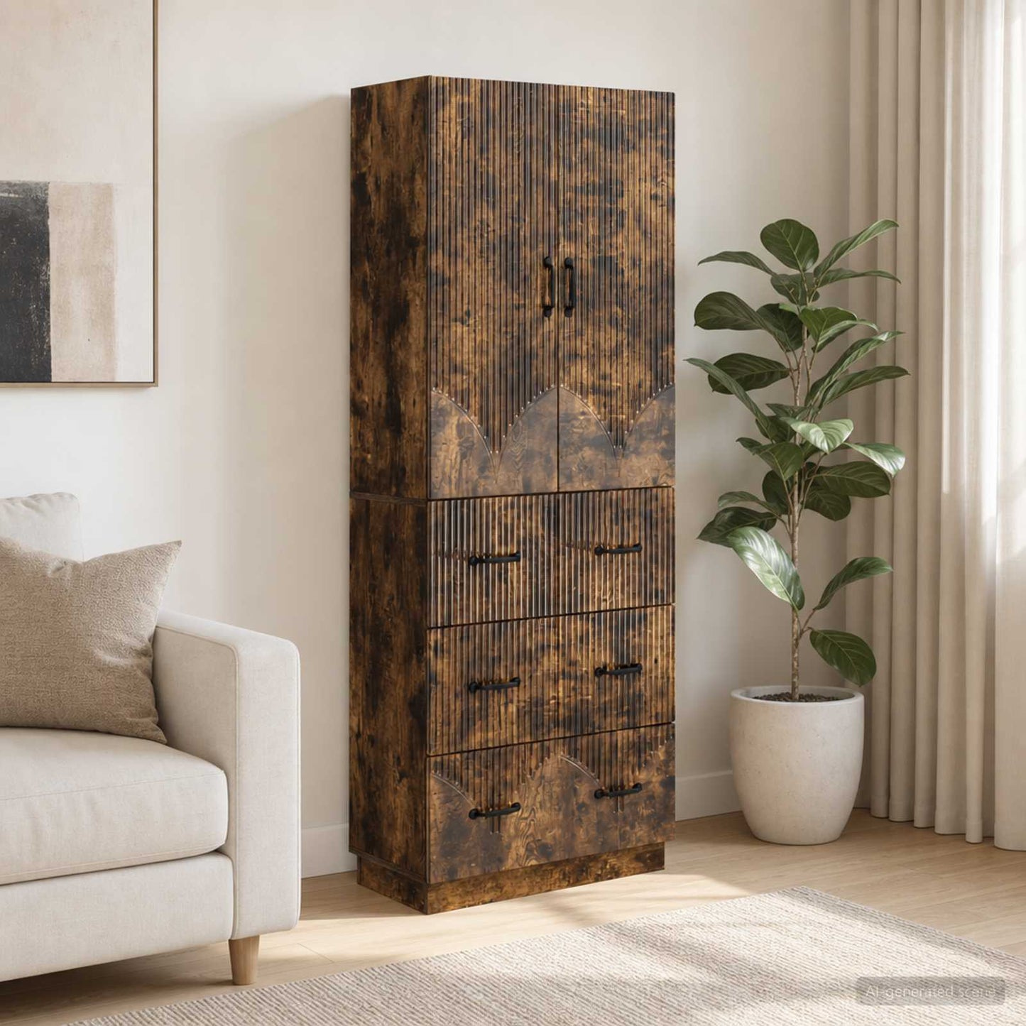 vidaXL Cabinet Set 2 pcs 66 x 34.5 x 87 cm Engineered Wood Smoked Oak