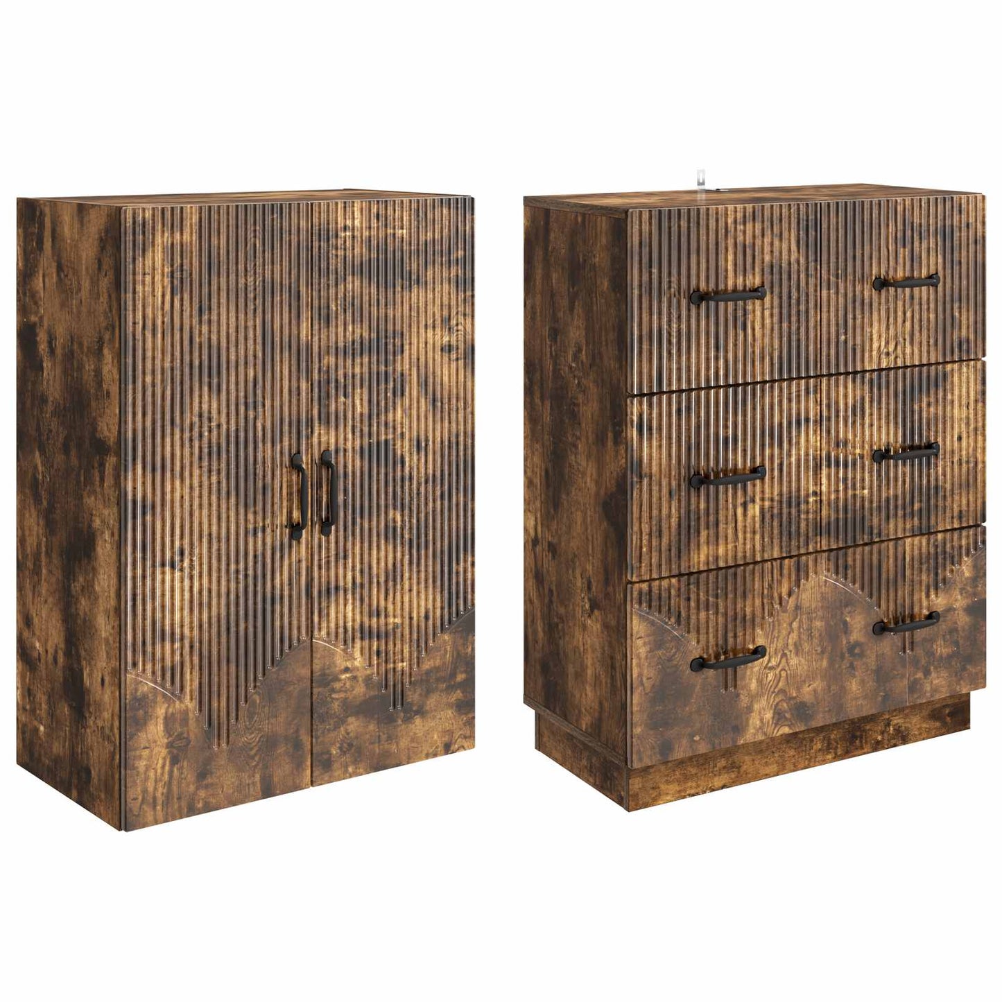 vidaXL Cabinet Set 2 pcs Smoked Oak 66 x 34.5 x 87 cm Engineered Wood