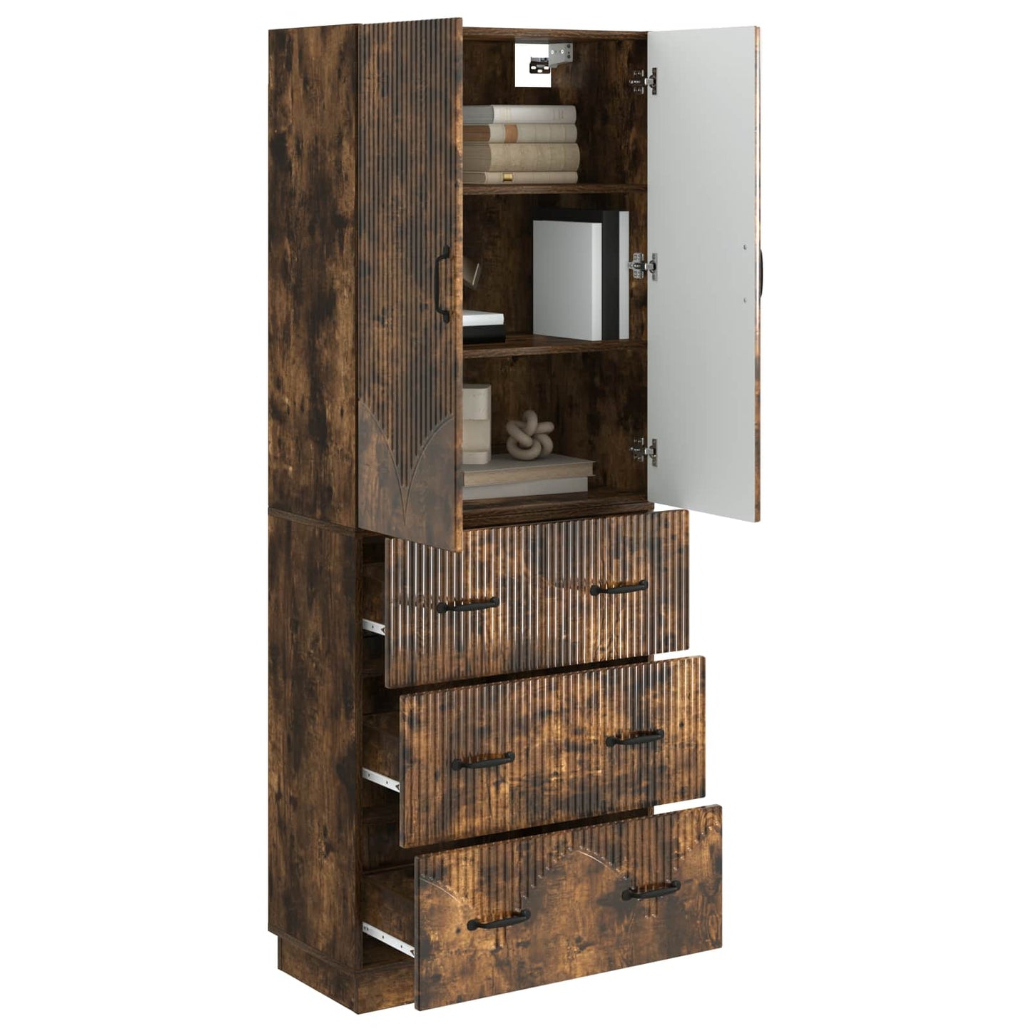 vidaXL Cabinet Set 2 pcs Smoked Oak 66 x 34.5 x 87 cm Engineered Wood