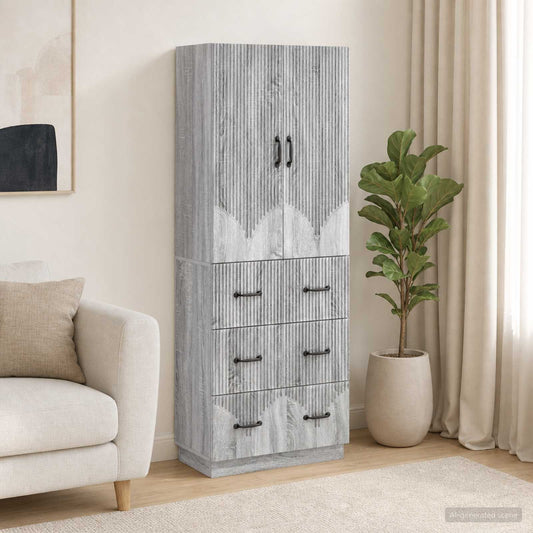 vidaXL Cabinet Set 2 pcs 66 x 34.5 x 87 cm Engineered Wood Grey Sonoma