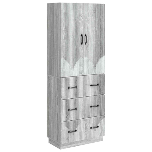 vidaXL Cabinet Set 2 pcs 66 x 34.5 x 87 cm Engineered Wood Grey Sonoma